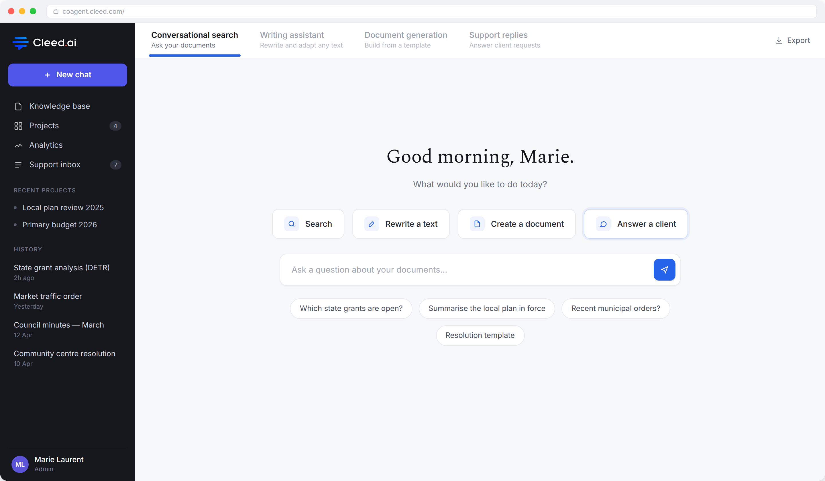 REPLACE - CoAgent home mockup