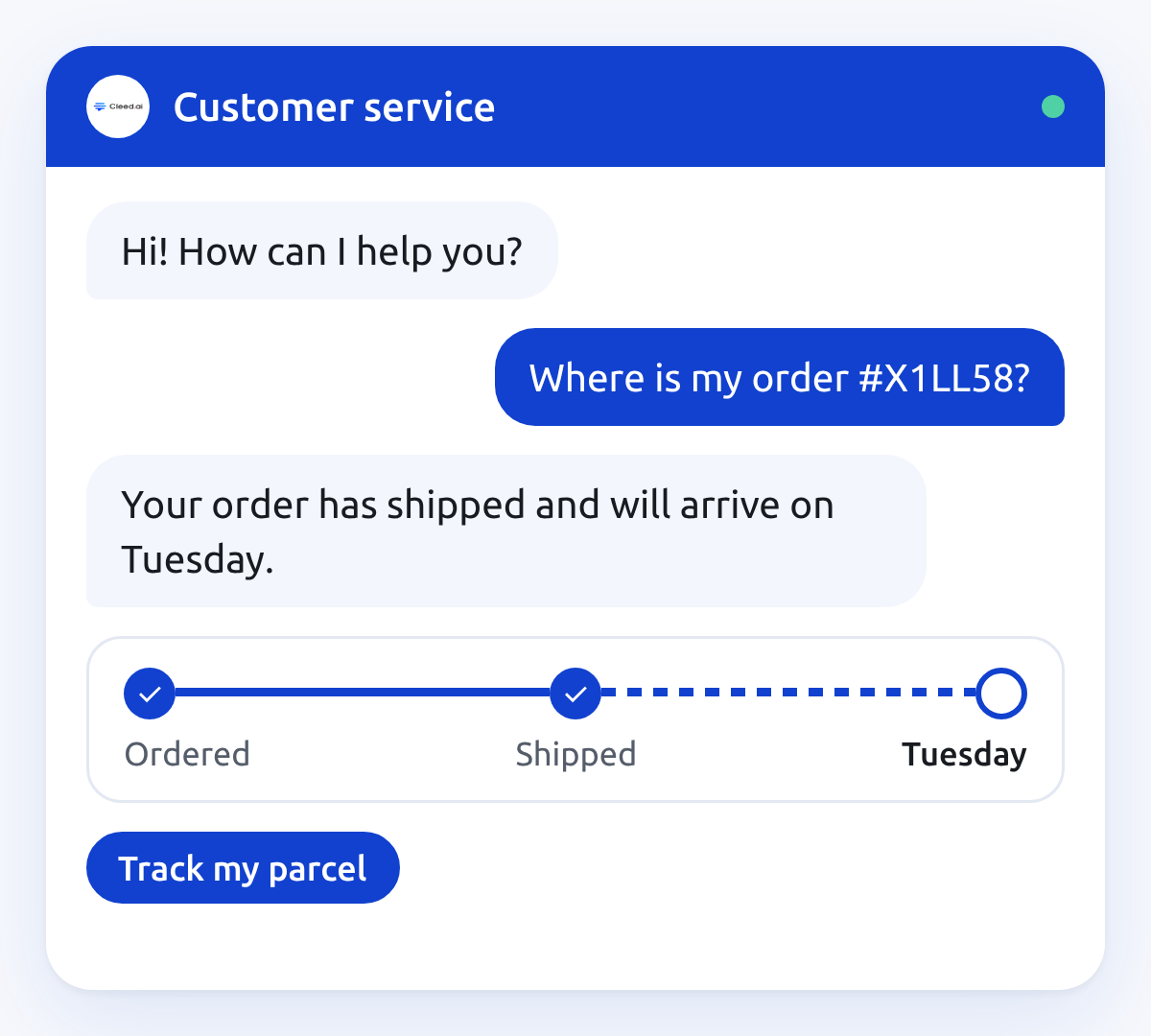 Order tracking conversation confirming the delivery date