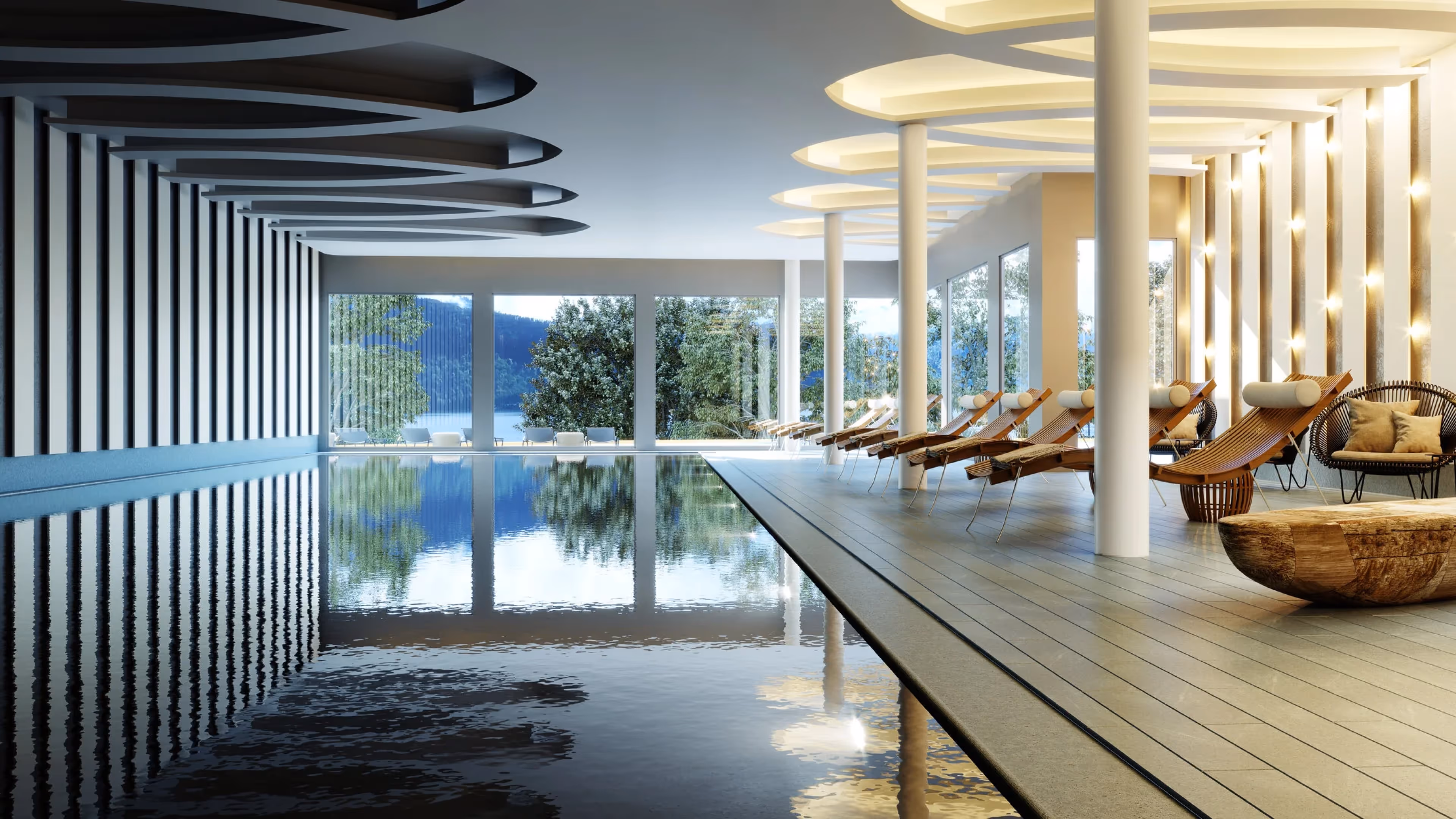 Medical wellness retreat at Chenot Palace Weggis Switzerland overlooking Lake Lucerne.