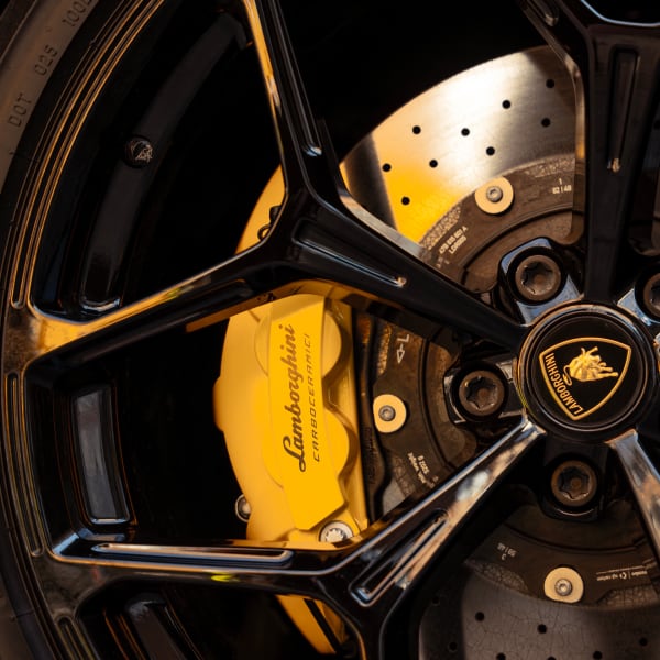 Close-up of Lamborghini Revuelto hybrid V12 engine, showcasing power and innovation