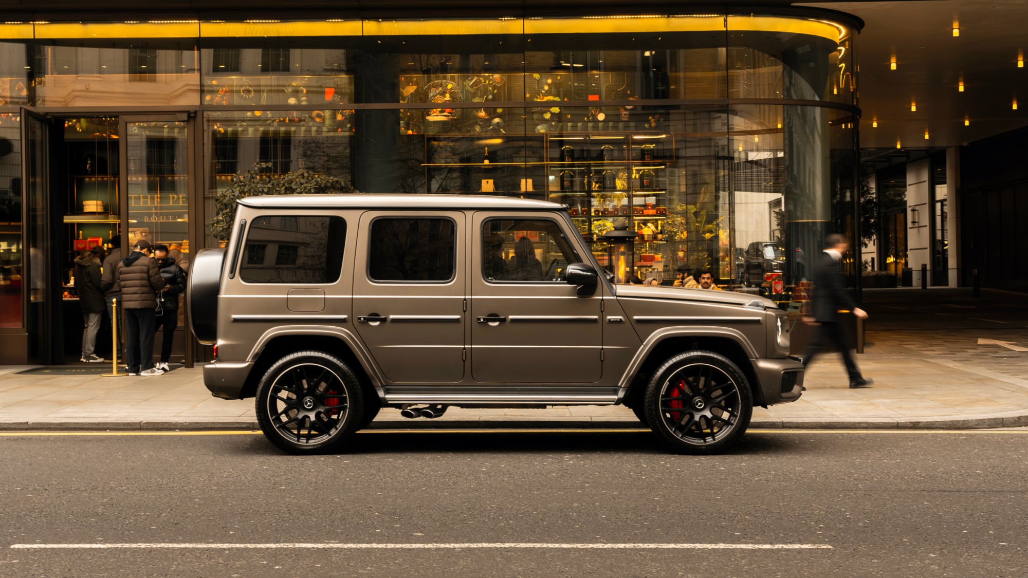 Side profile of luxury Mercedes G-Class available for hire