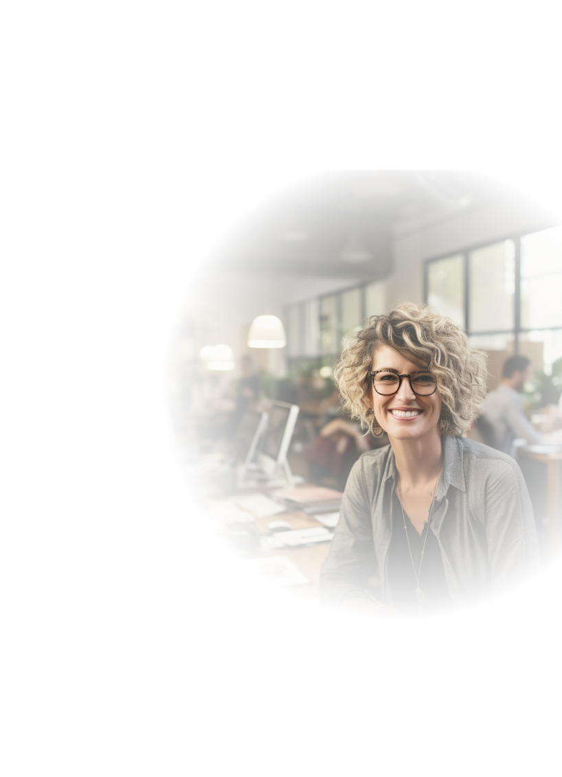 A happy, confident, female marketing executive