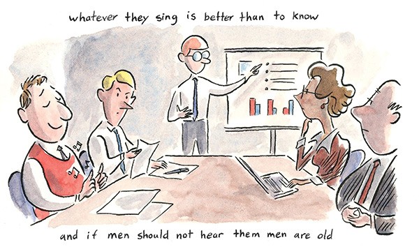 an illustration of a business meeting