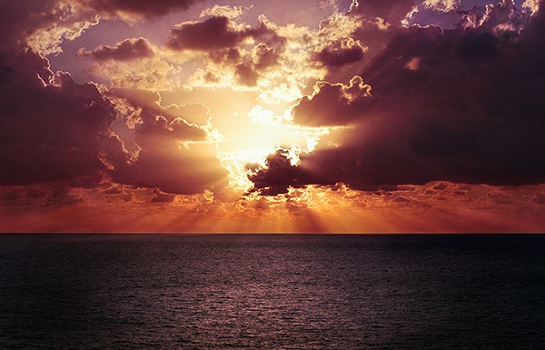 sunset over an ocean