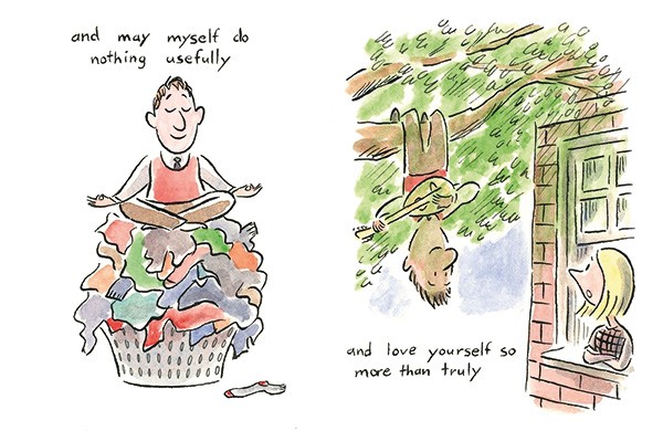 an illustration of a man sitting on a pile of dirty laundry