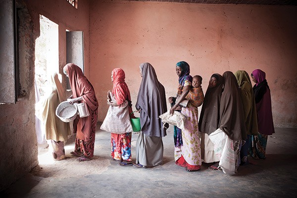 women in Djibouti waiting in line