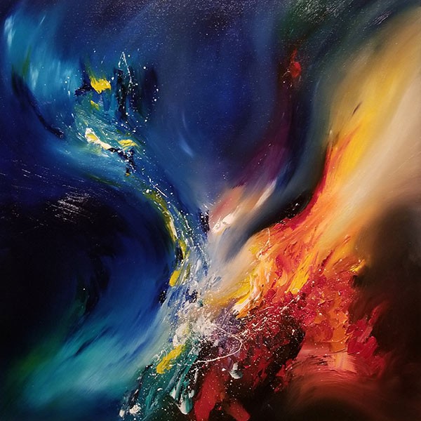 blue and red abstract art