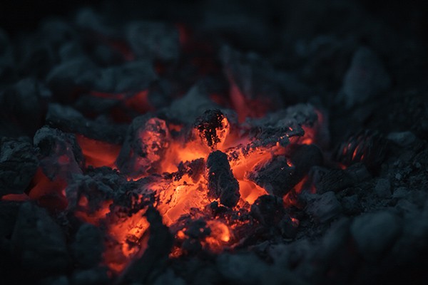 glowing embers from a fire