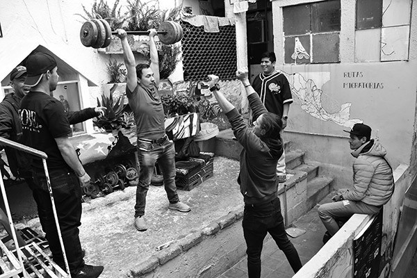 a man lifting weights
