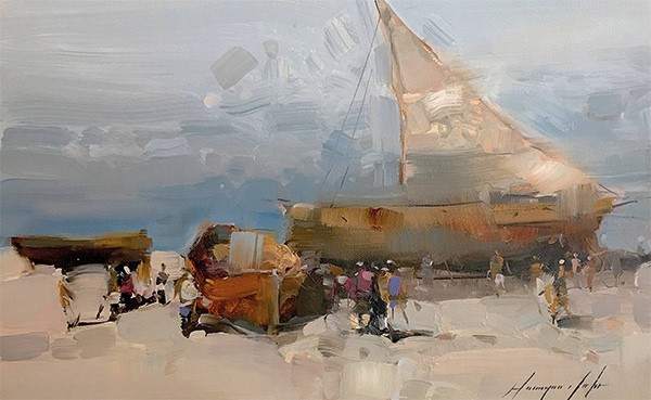 painting of a boat
