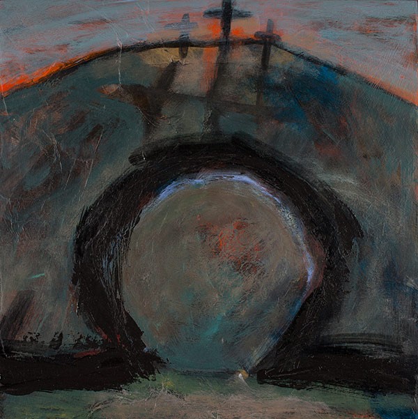 painting of the sealed tomb of Jesus