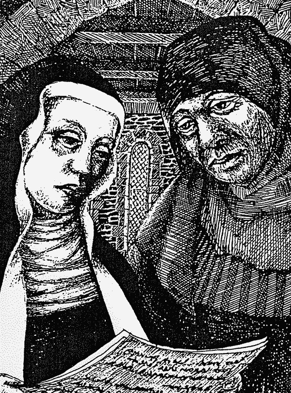 woodcut of Mechthild von Magdeburg