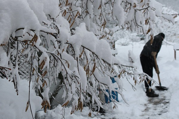 a man shovelling snow