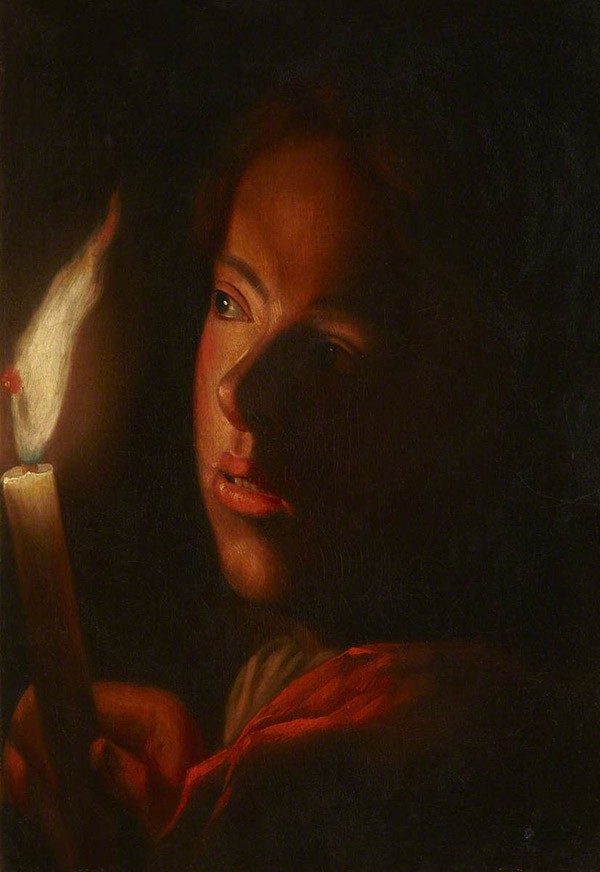 painting of a boy holding a candle