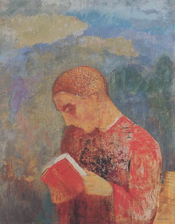 painting of a man reading a book