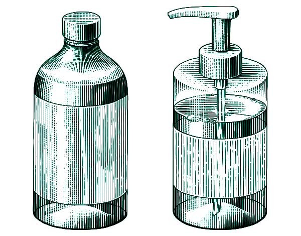 illustration of soap bottles