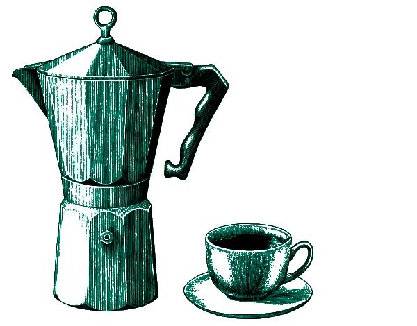 illustration of a coffee pot and mug