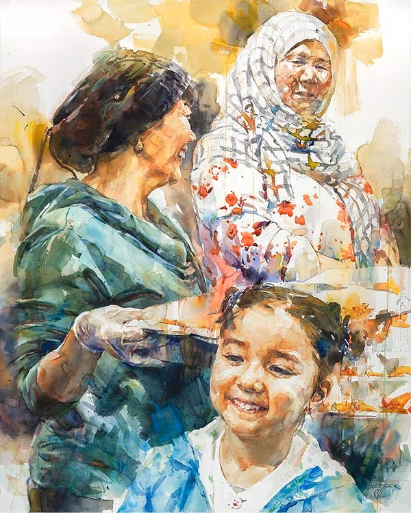 portraits of two women and a girl