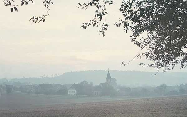 mist covered village in Germany