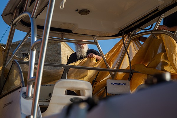 a man on a fishing boat