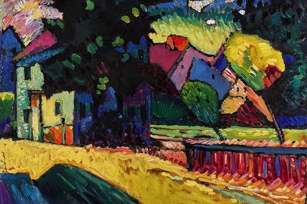 Paisaje abstracto con casa verde