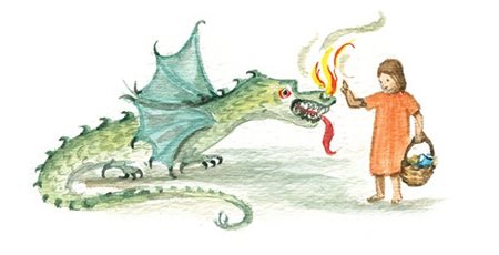 painting of girl and dragon by Hannah Marsden