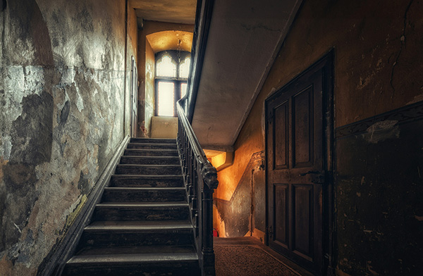 flight of stairs in an old house