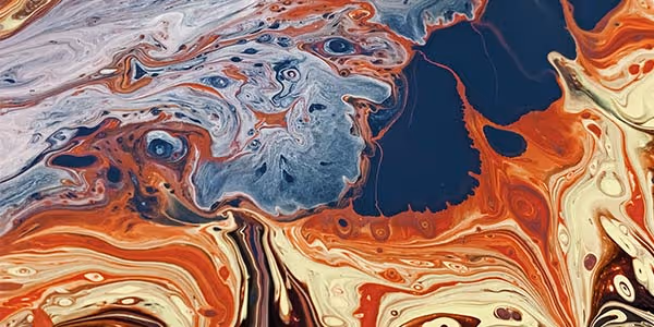 red, orange, yellow, and navy blue abstract swirls