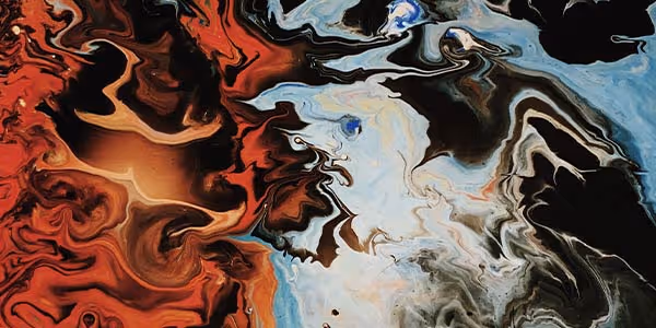 red, orange, yellow, and navy blue abstract swirls