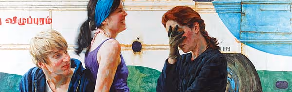 Painting by Xenia Hausner, Blind Date, 2009