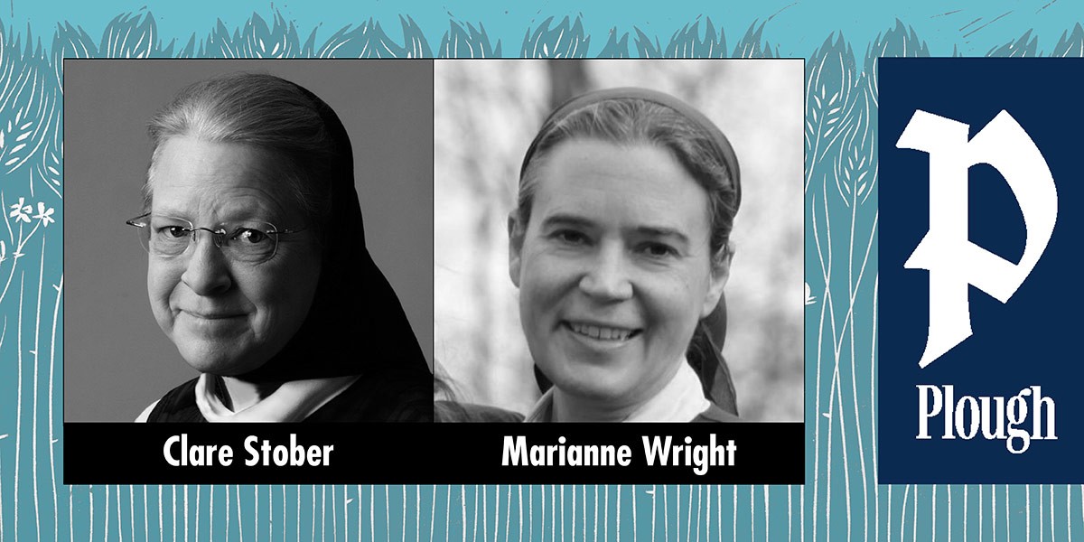 Black and white portraits of Clare Stober and Marianne Wright with Plough logo on a blue background.