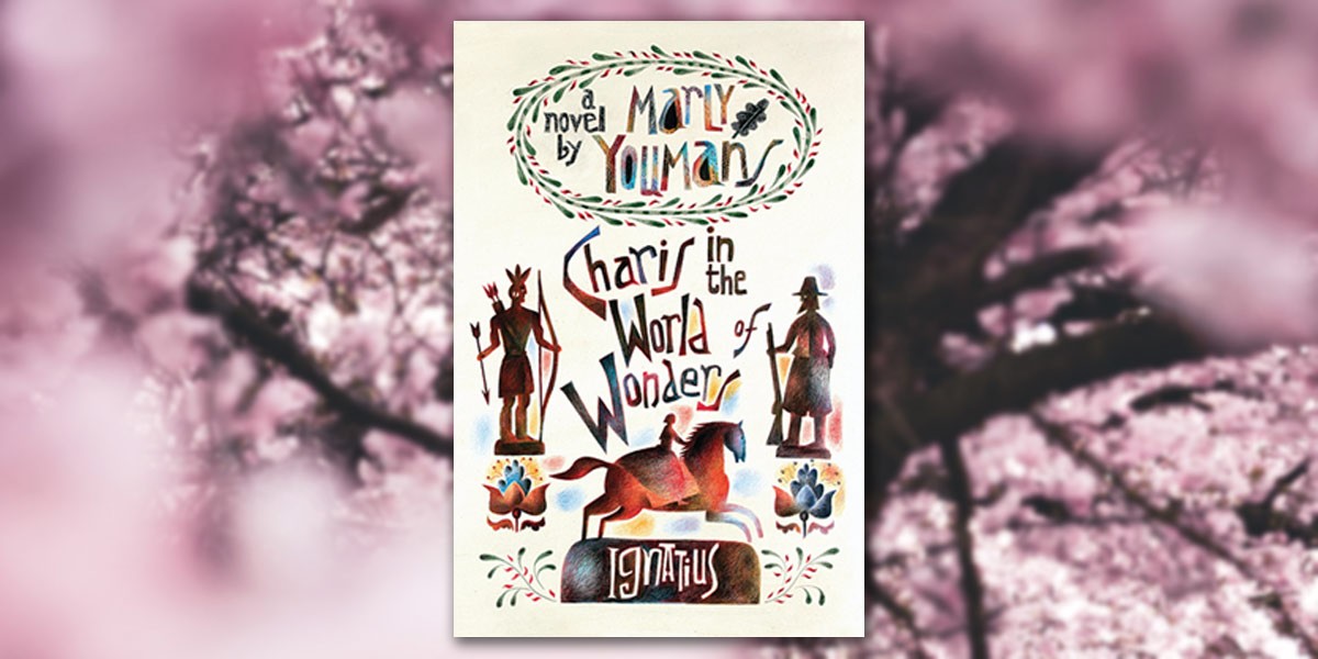 Book cover for 'Charis in the World of Wonder' by Marly Youmans with colorful text and illustrations.