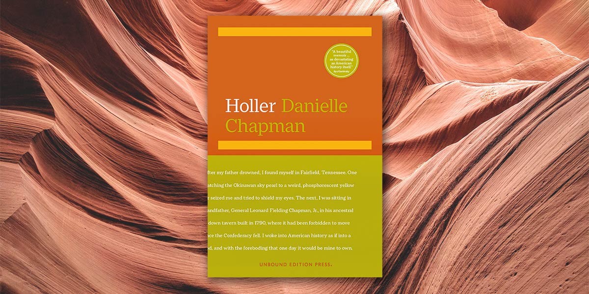 Book cover titled Holler by Danielle Chapman with orange and olive background and text block.
