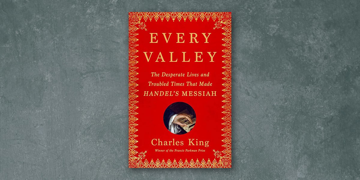 Book titled Every Valley by Charles King with red cover and ornate gold border and a small image of hands on piano keys.