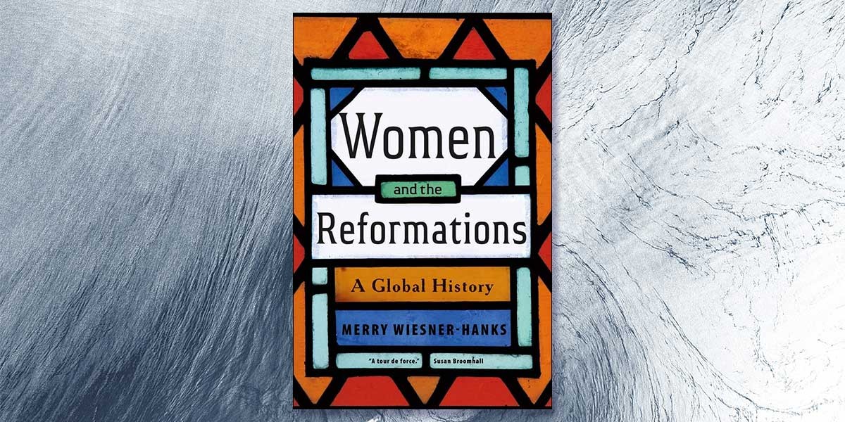 Book cover with a stained glass design titled Women and the Reformations by Merry Wiesner-Hanks.