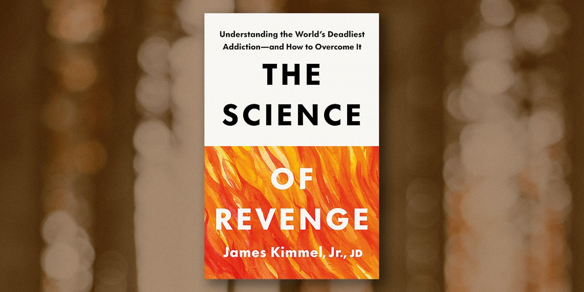 Book cover titled 'The Science of Revenge' by James Kimmel Jr. with orange abstract flame design.