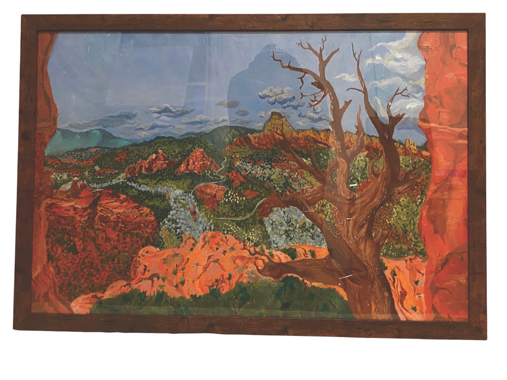 Oil painting of Sedona red rock formations in Arizona desert