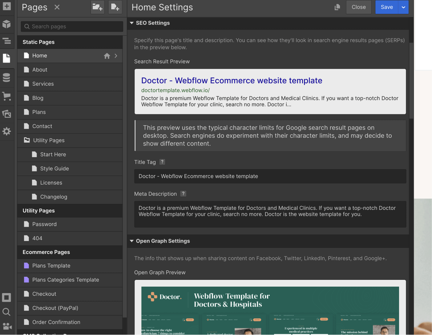 SEO - Doctor Webflow Template
