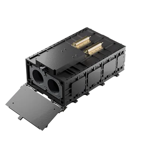 Dhruva Space Orbital Deployer 6U Metal in a deployed state.