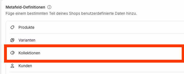 Shopify Metafeld anlegen für Collection. Praxisbeispiel Buzz Digital