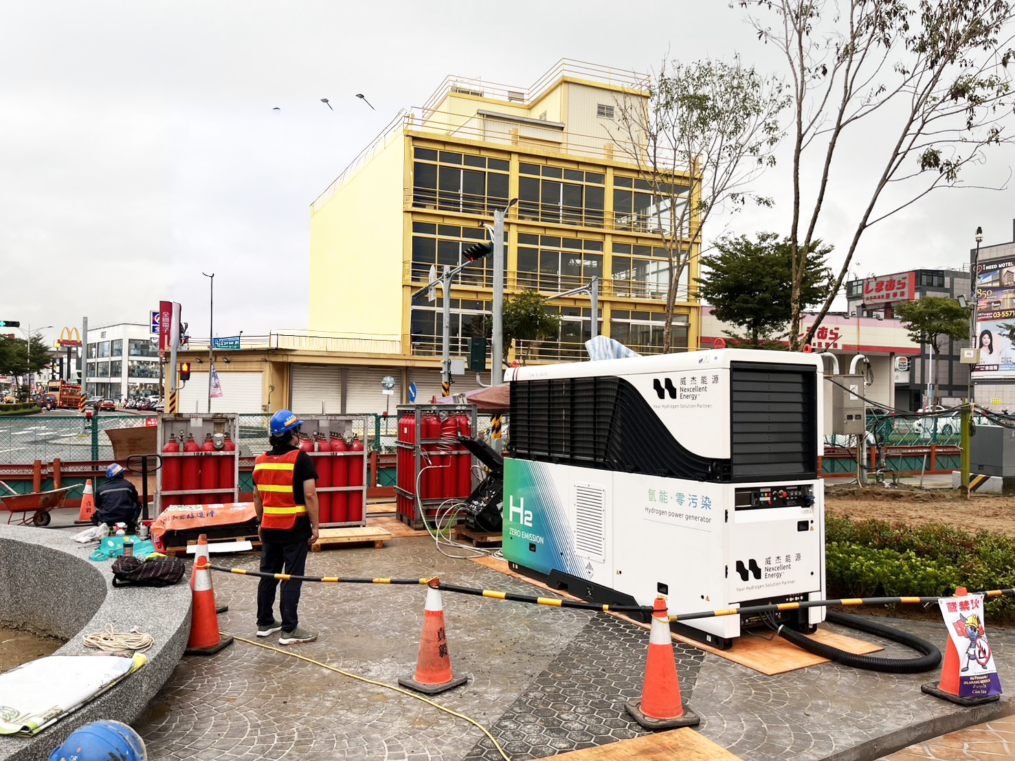 Nexcellent Energy reached another milestone! Jen Yi Construction Co., Ltd. rented our 80 kW hydrogen generator (GEH2) to power ventilation systems for a Hukou project in Hsinchu before Taipower grid connection.
