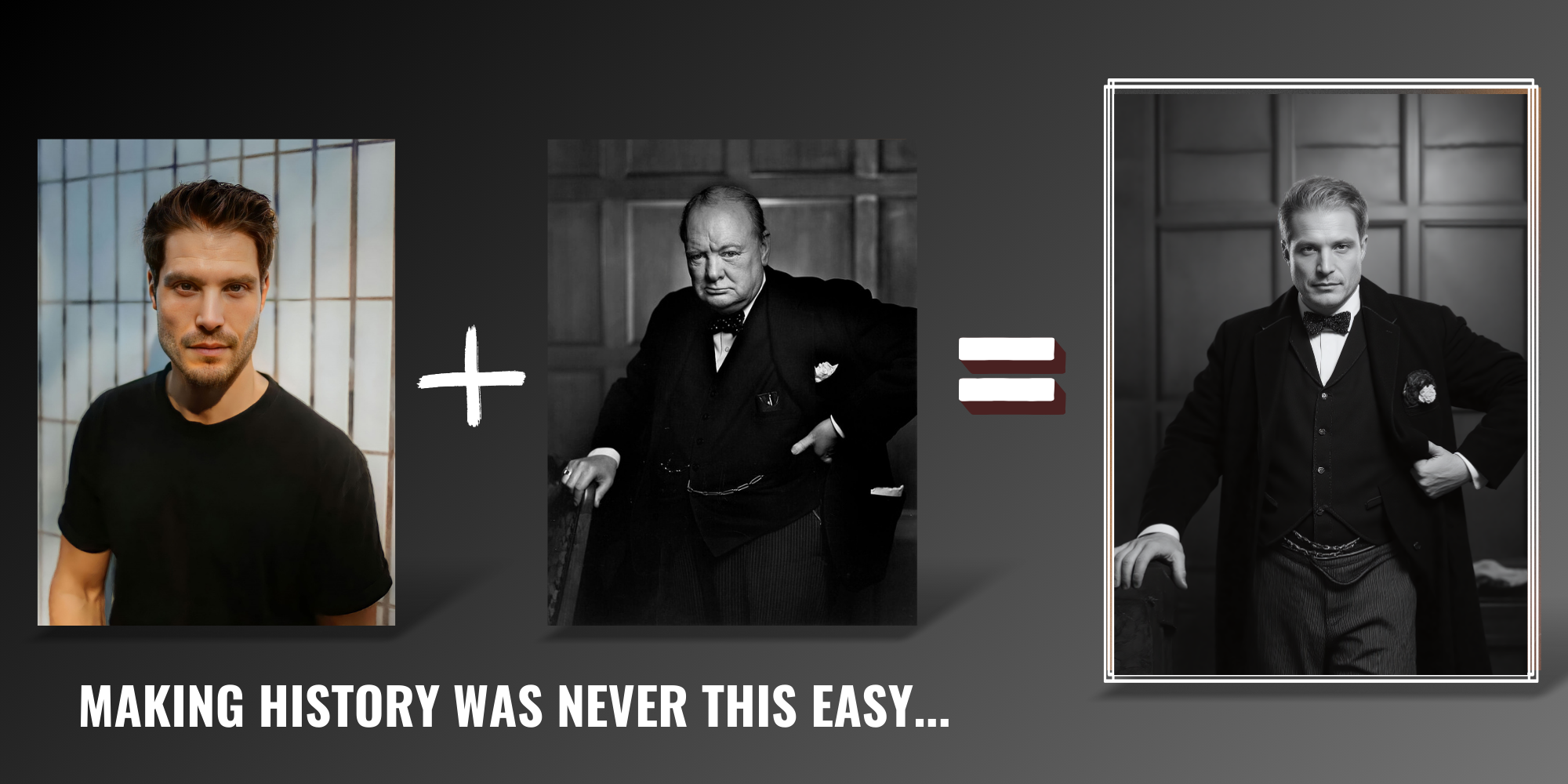Step-by-step demo showing how users can face-swap into historical portraits using MakeMeHistory.AI
