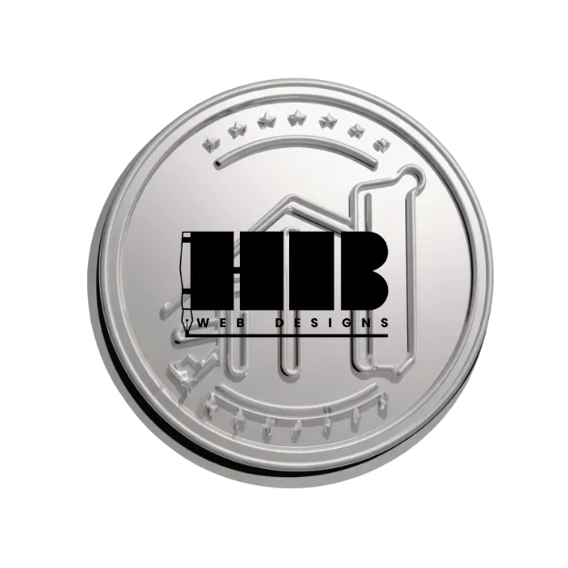 HB Web Designs metallic logo badge with embossed design