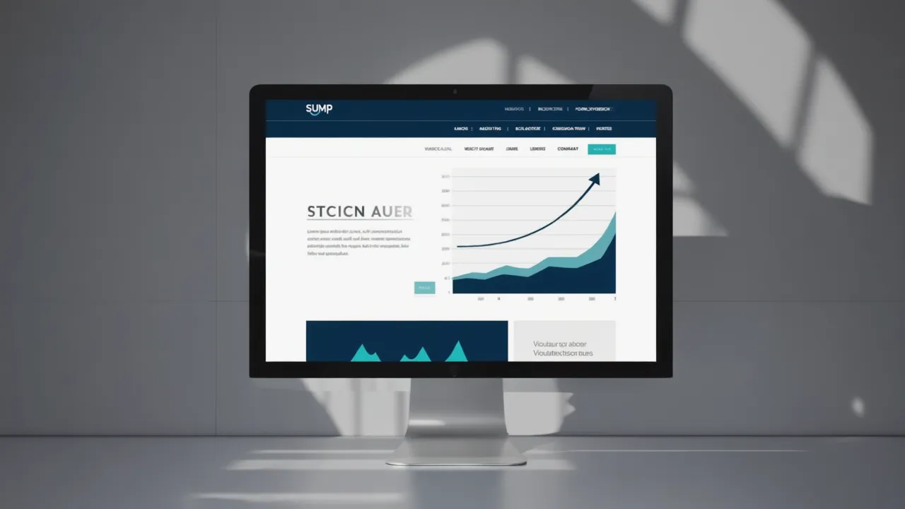 Computer screen displaying rising business analytics graph on SUMP platform