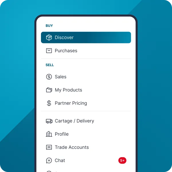 Kartable dashboard on a mobile phone showing the procurement menu