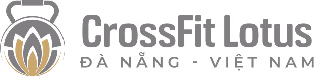 CrossFit Lotus logo featuring a kettlebell with a lotus flower inside and text reading 'CrossFit Lotus Đà Nẵng Việt Nam'.