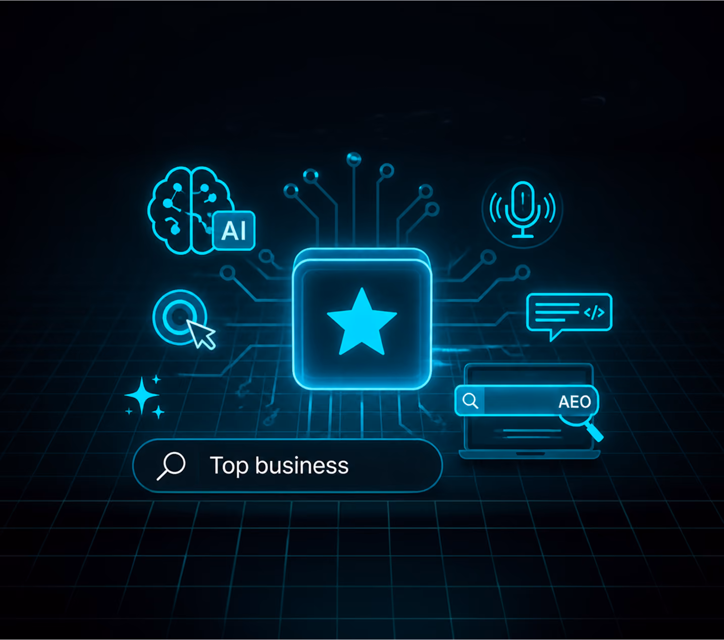 AEO illustration that show when asking AI for something, business's profile shows up