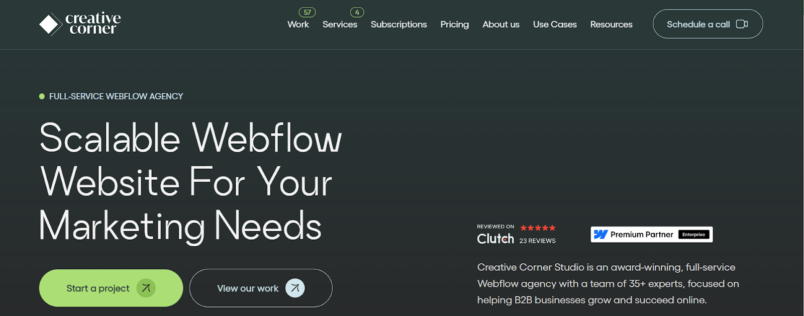 Creative Corner Studio webflow development agency