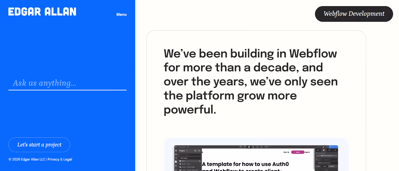Edgar Allan webflow development agency