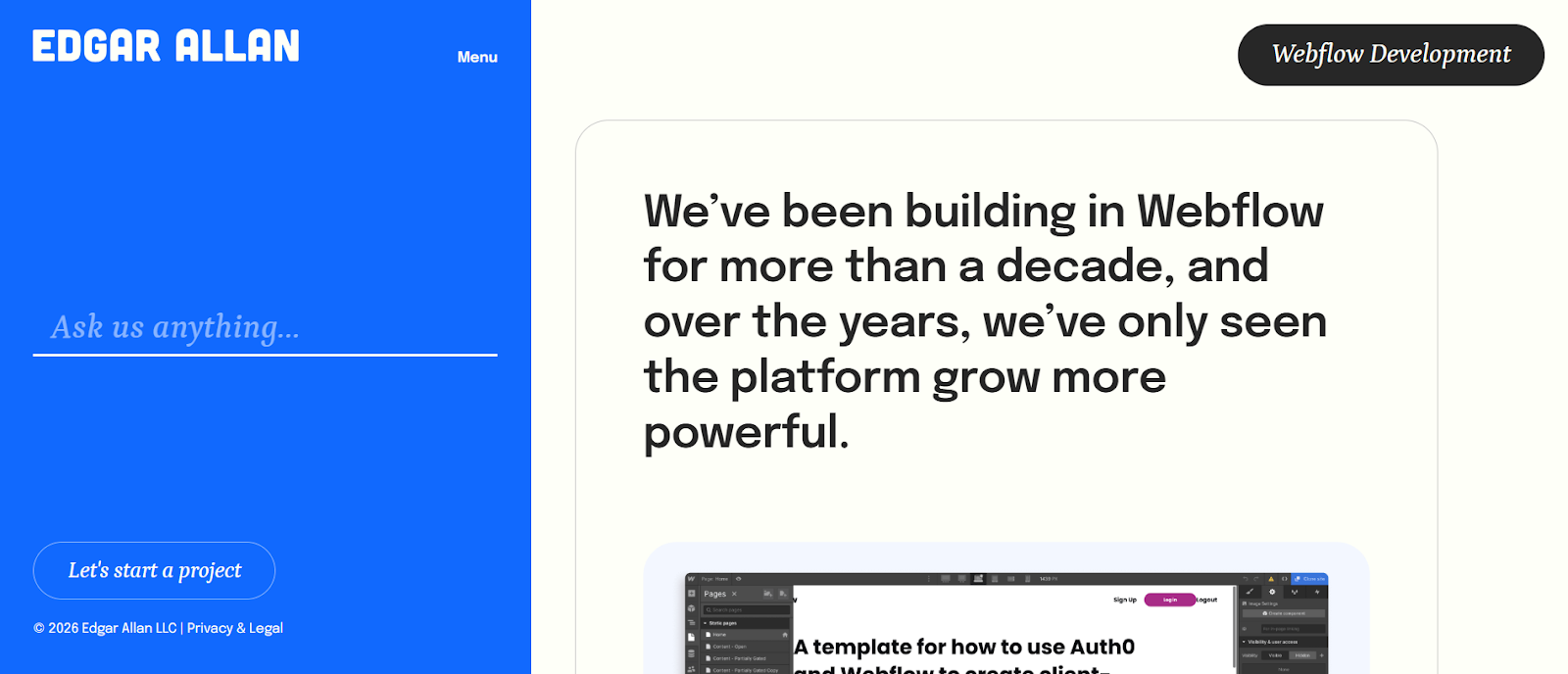 Edgar Allan webflow development agency